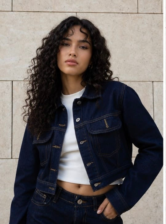 Midnight Indigo Cropped Denim Jacket