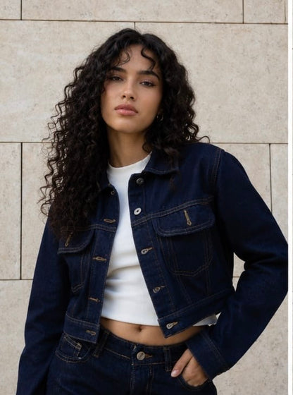 Midnight Indigo Cropped Denim Jacket