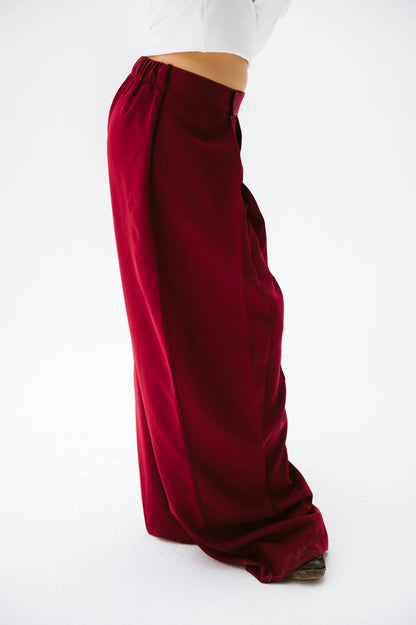 Wide leg burgundy tailored pants free size 60-80kgs