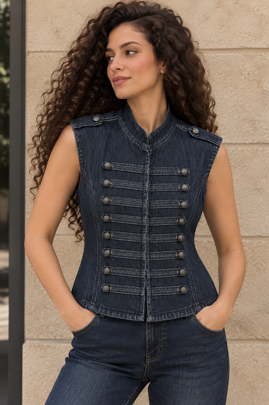 Dark Denim Military Vest