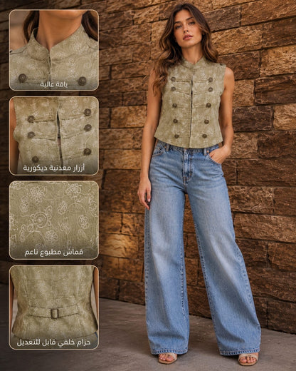 Floral Military Vest