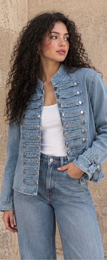 Military Denim Jacket – Light Blue