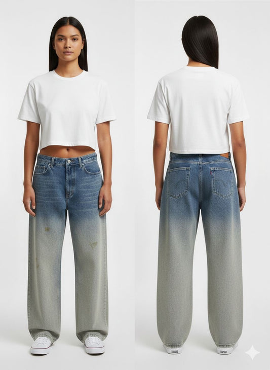 Wide leg sandy blue denim