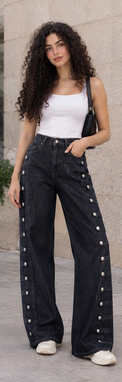 Midnight Denim Wide-Leg Pants