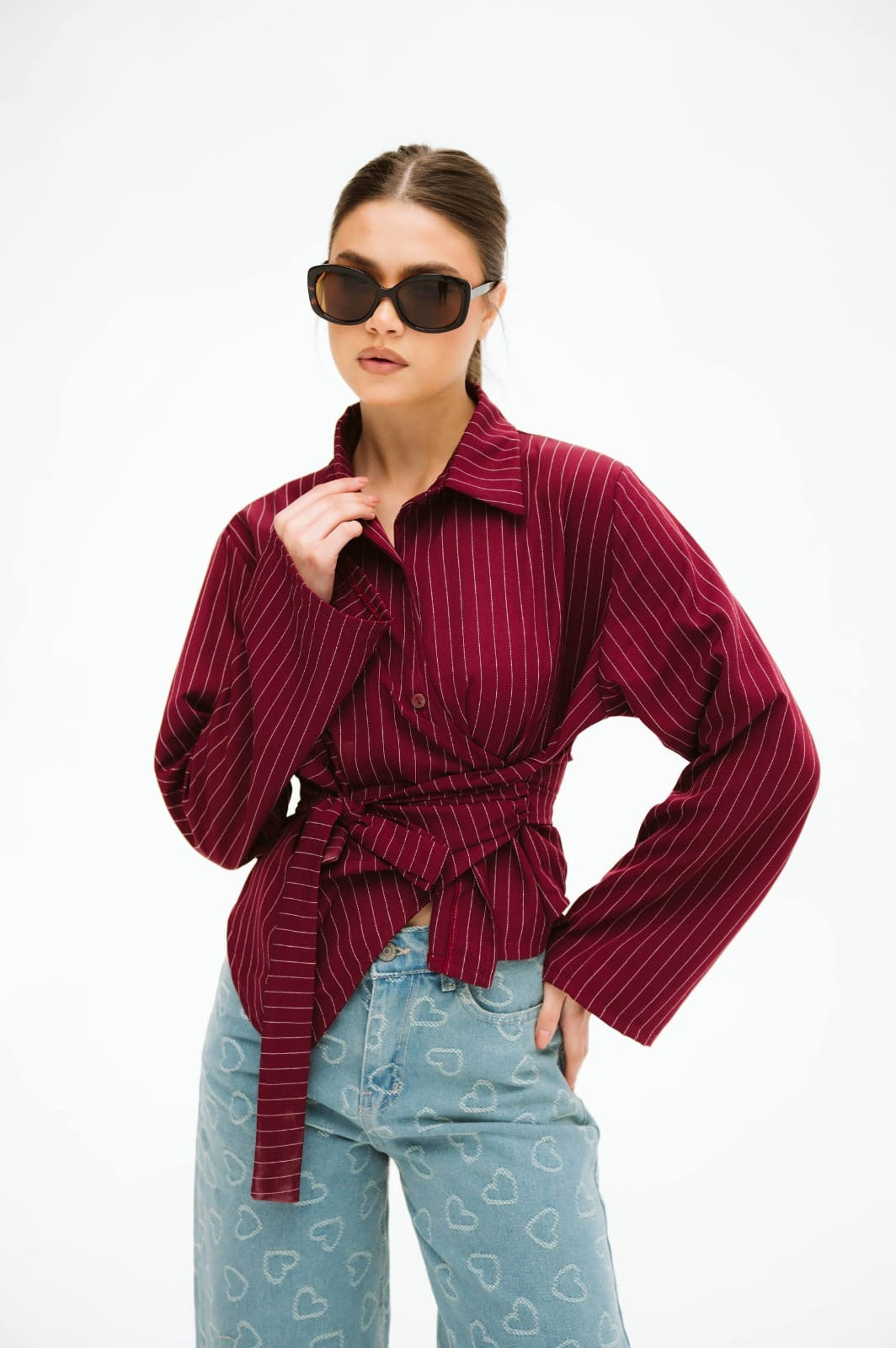 Burgundy striped shirt