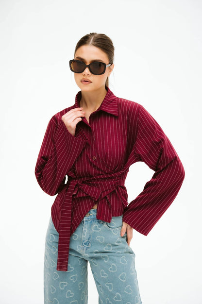 Burgundy striped shirt