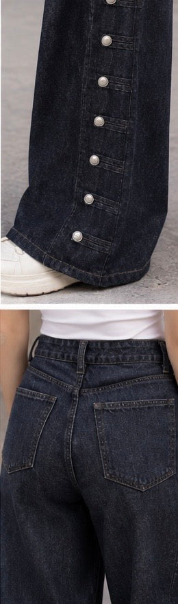 Midnight Denim Wide-Leg Pants