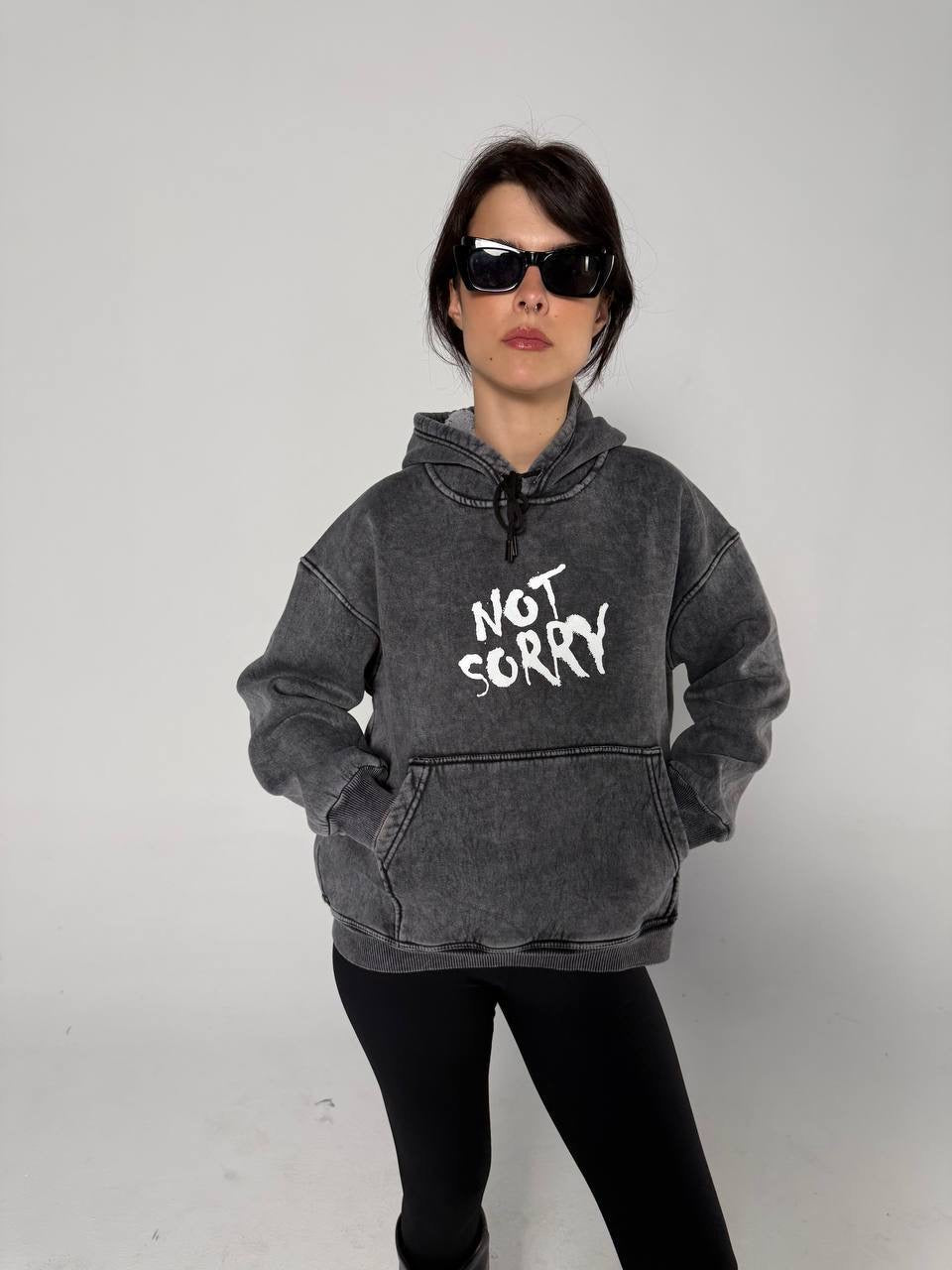 Grey not sorry hoodie one size for all