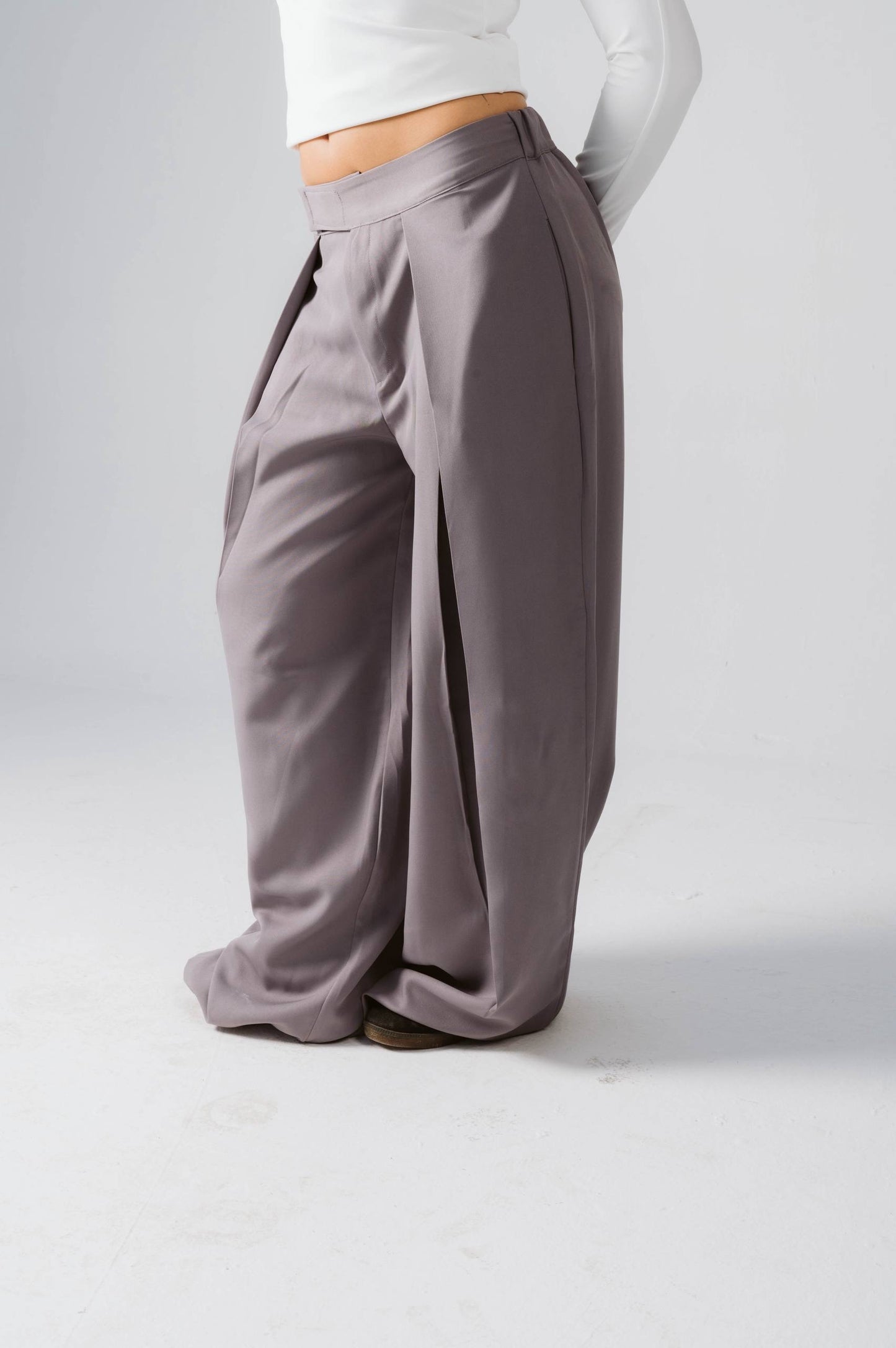 Wide leg grey tailored pants free size 60-80kgs