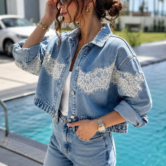 Lace Detail Denim Jacket
