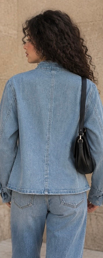 Military Denim Jacket – Light Blue