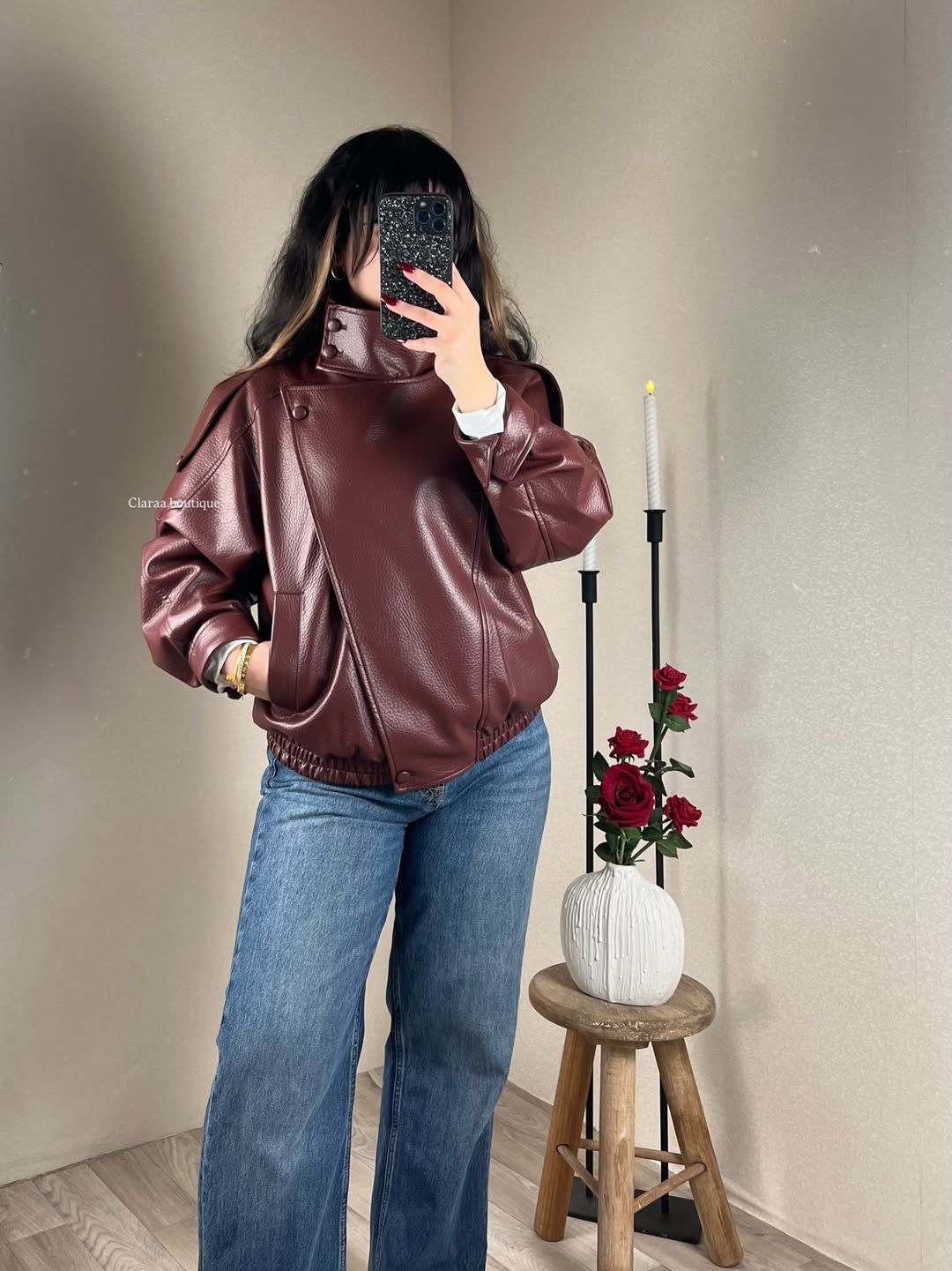 Burgundy leather jacket