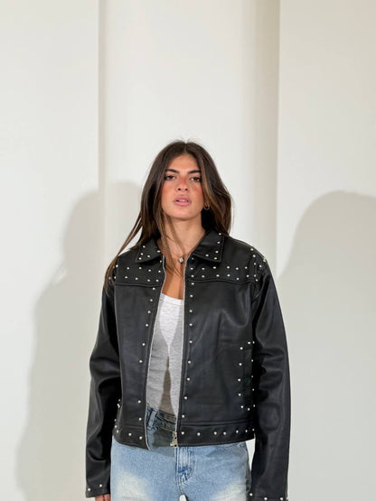 Black leather jacket one size