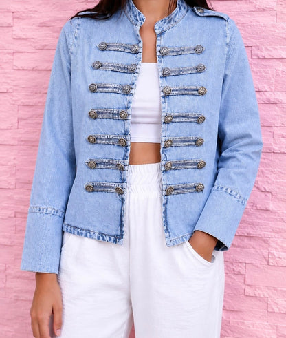 Light Blue Military Denim Jacket