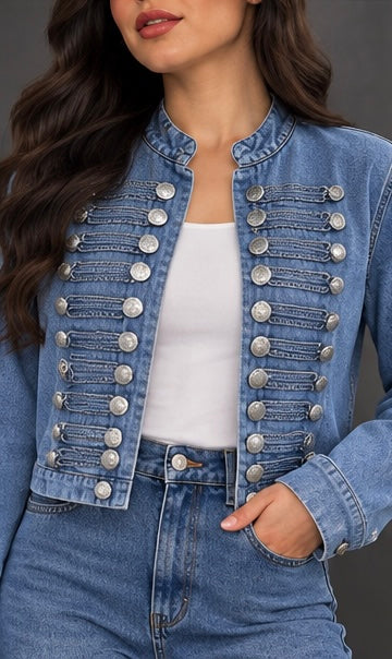 Denim Military Jacket Blue