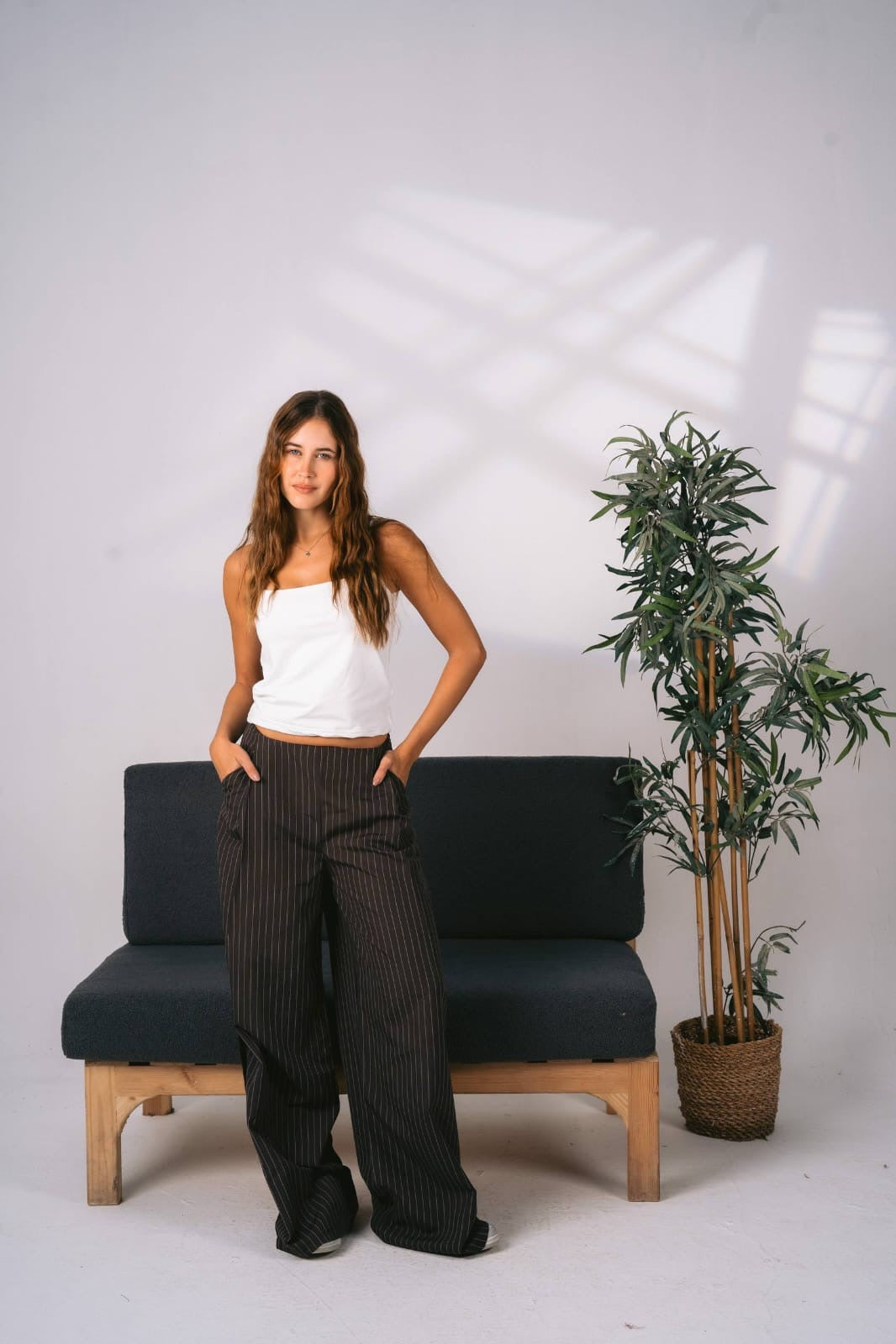 Wide leg grey tailored pants free size 60-75kgs
