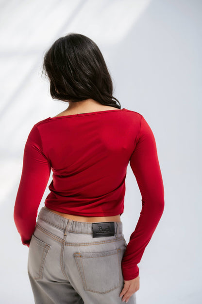 Red one shoulder top