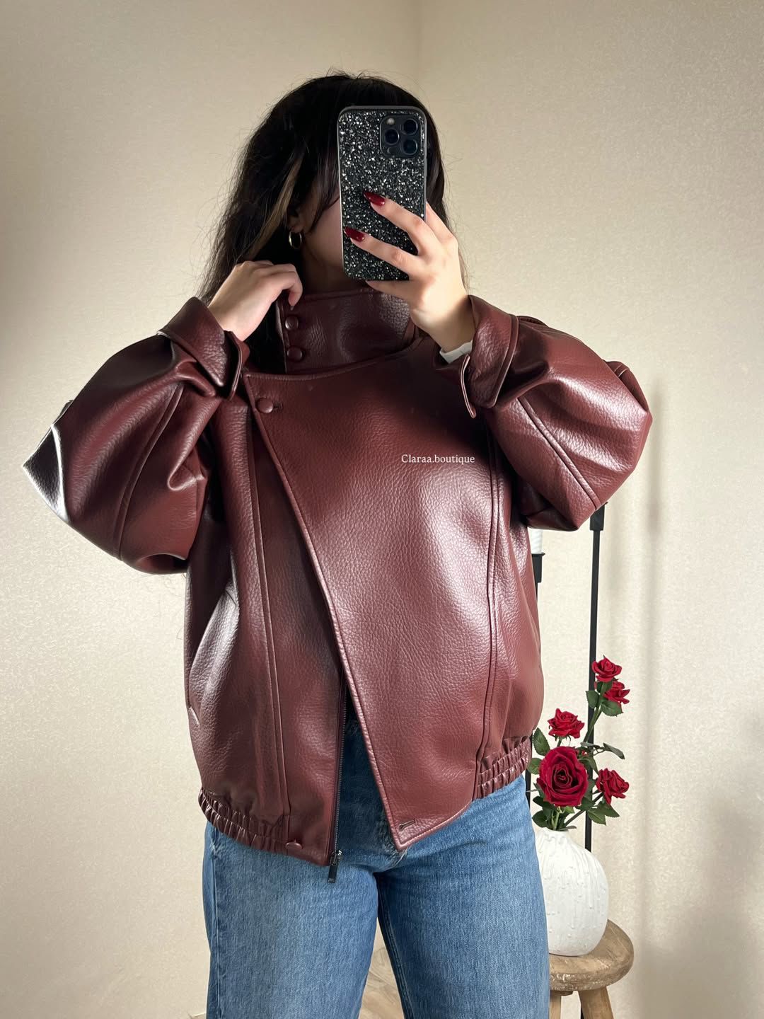Burgundy leather jacket