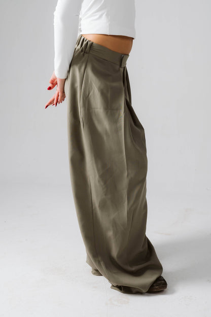 Wide leg olive tailored pants free size 60-80kgs