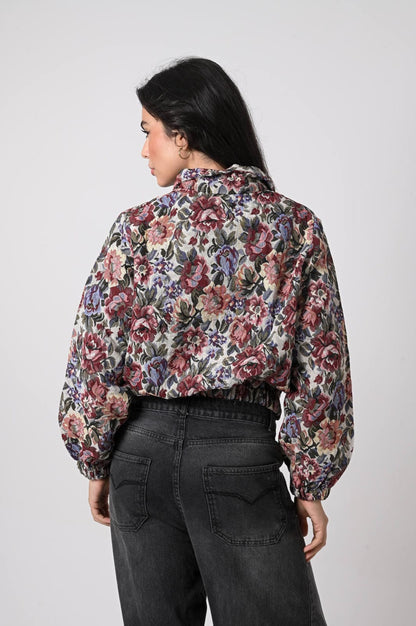 Floral Jacquard Bomber Jacket
