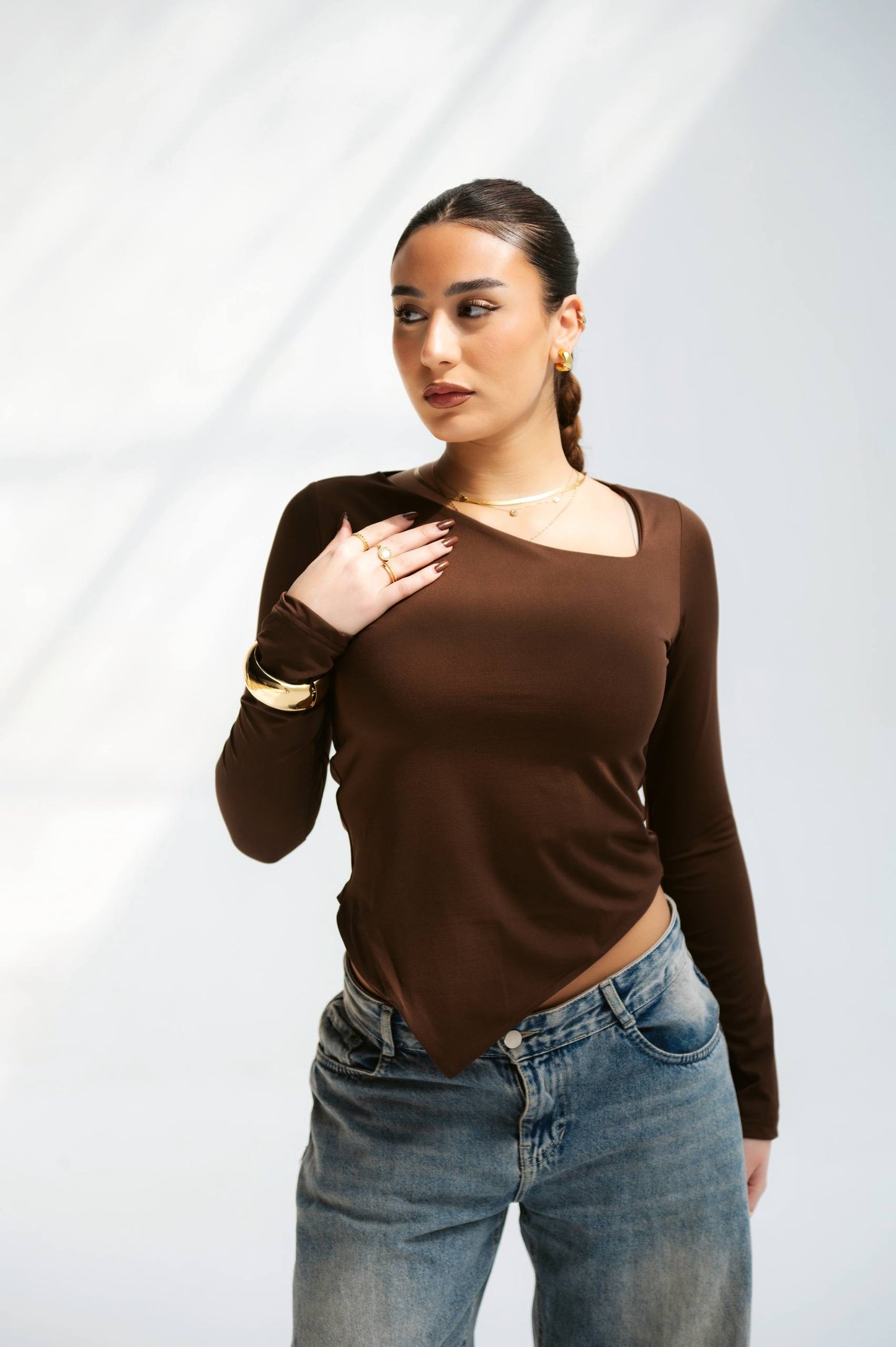 Brown one shoulder top