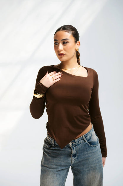 Brown one shoulder top