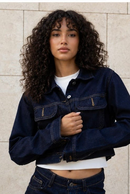 Midnight Indigo Cropped Denim Jacket