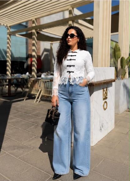 Luna lace contrast blouse