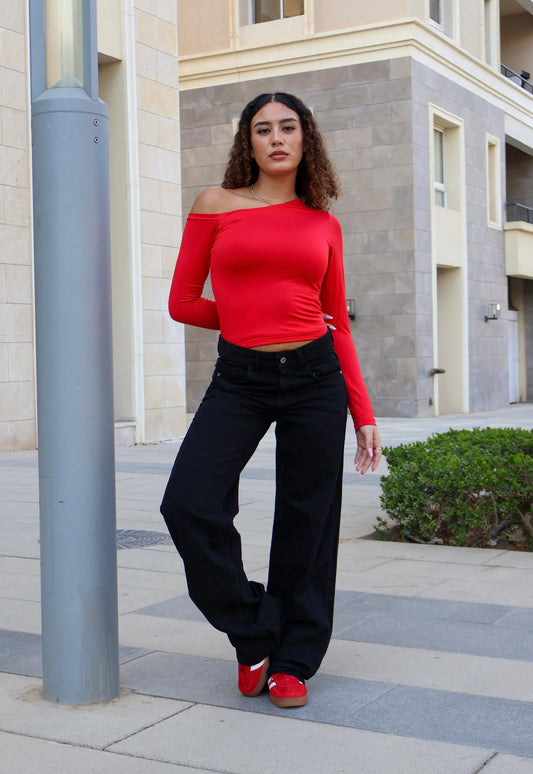 low waist straight denim