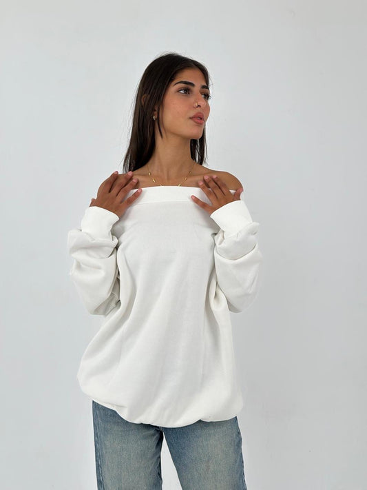 White sweatshirt off shoulder one size