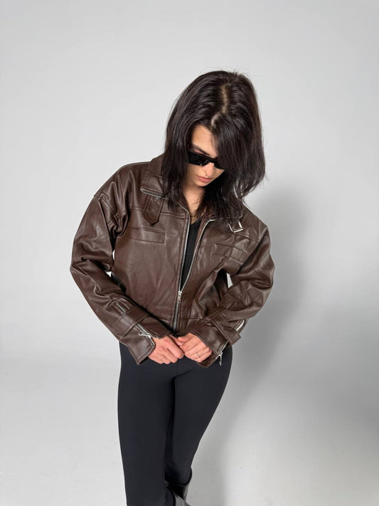 Brown leather jacket