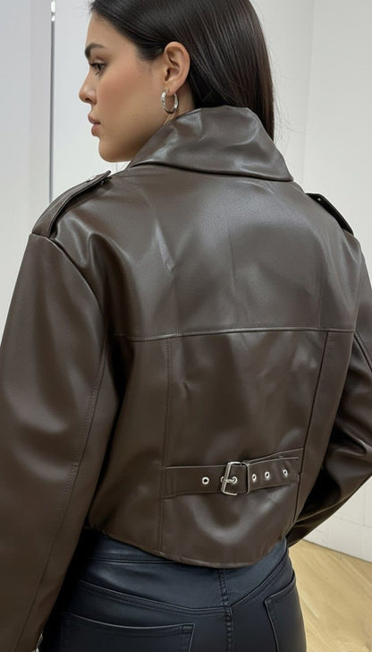 Brown leather jacket