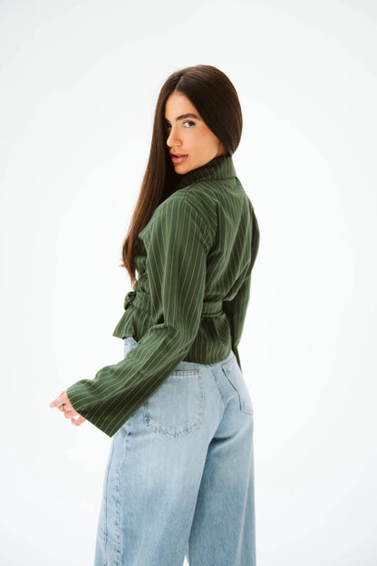 Green buttoned blouse free size
