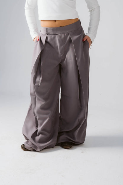 Wide leg grey tailored pants free size 60-80kgs