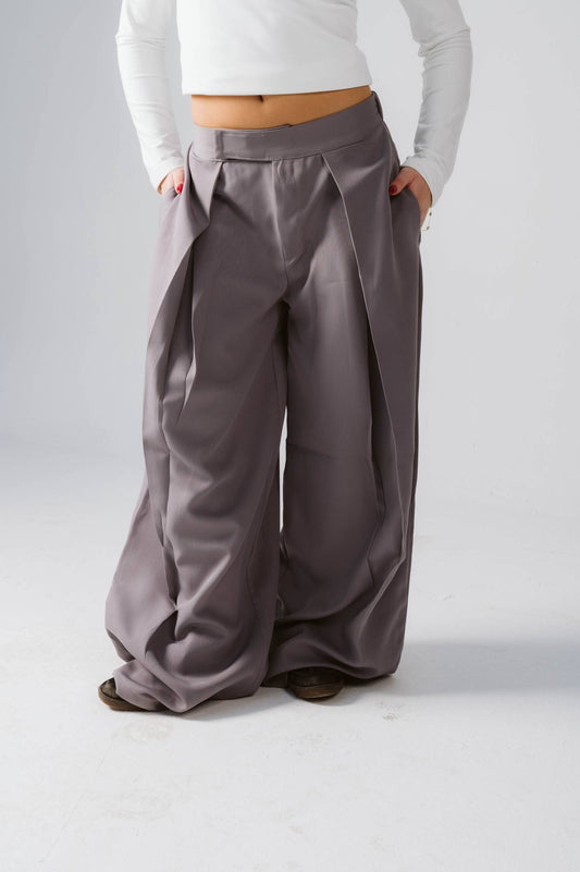Wide leg grey tailored pants free size 60-80kgs