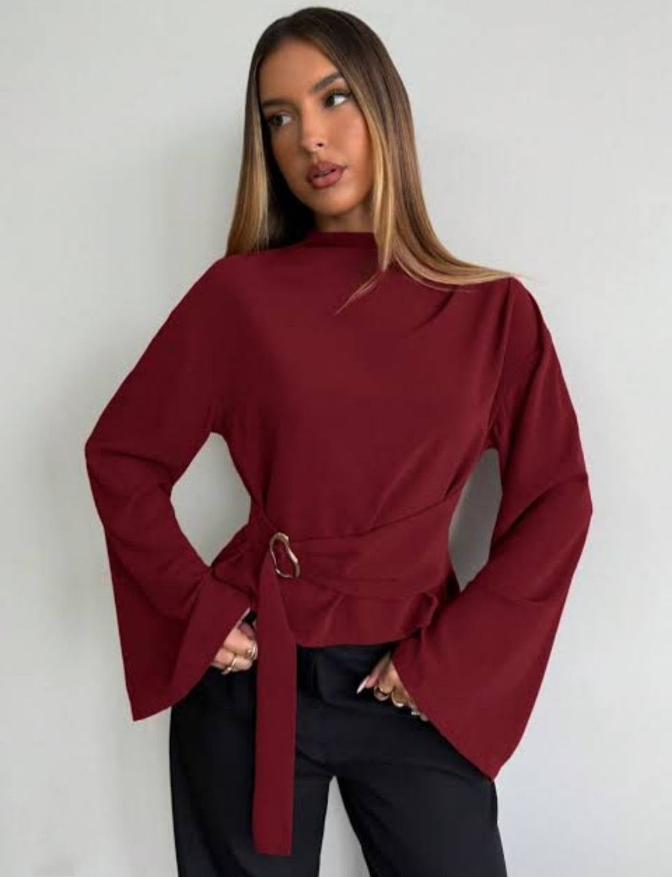 Burgundy blouse one size