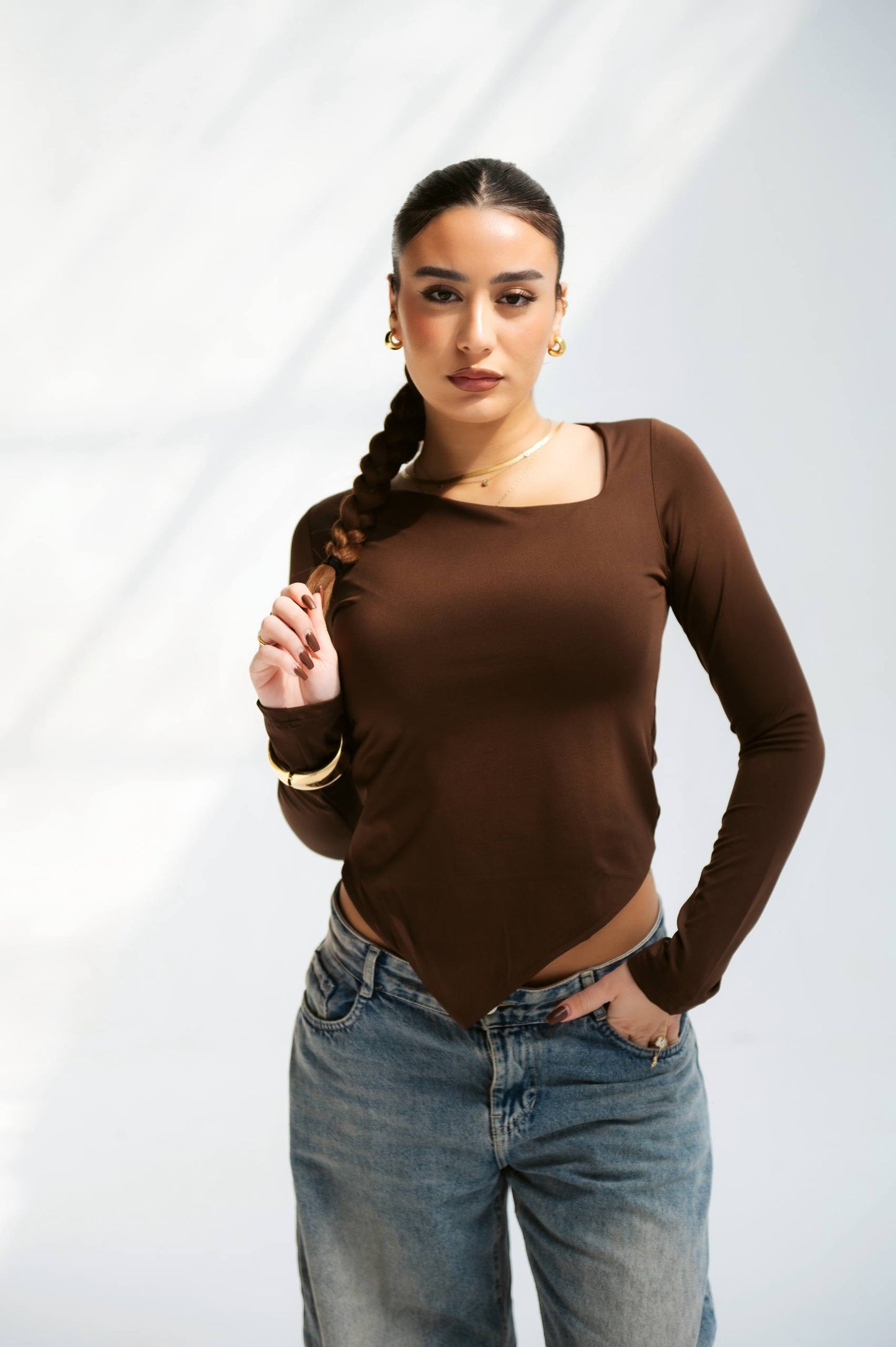 Brown one shoulder top