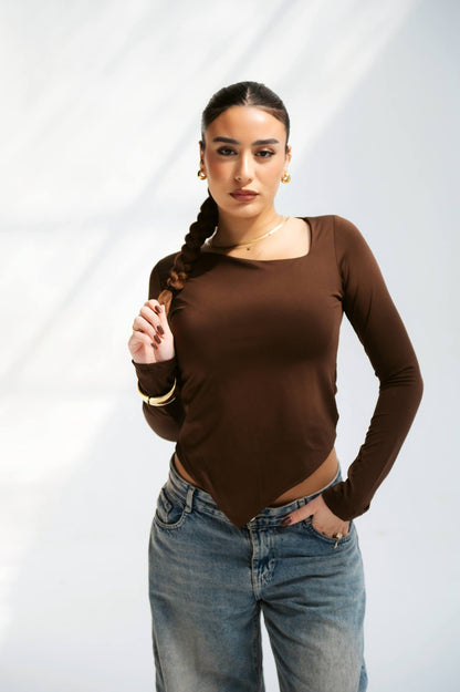 Brown one shoulder top