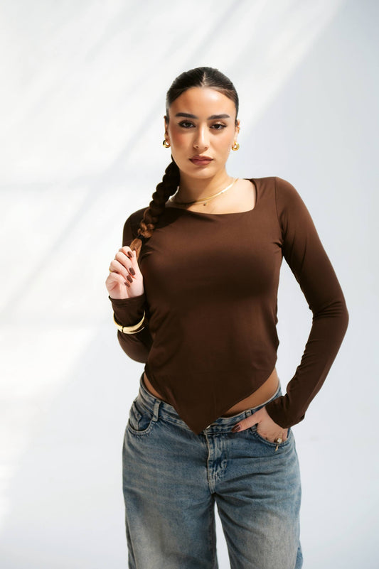 Brown one shoulder top