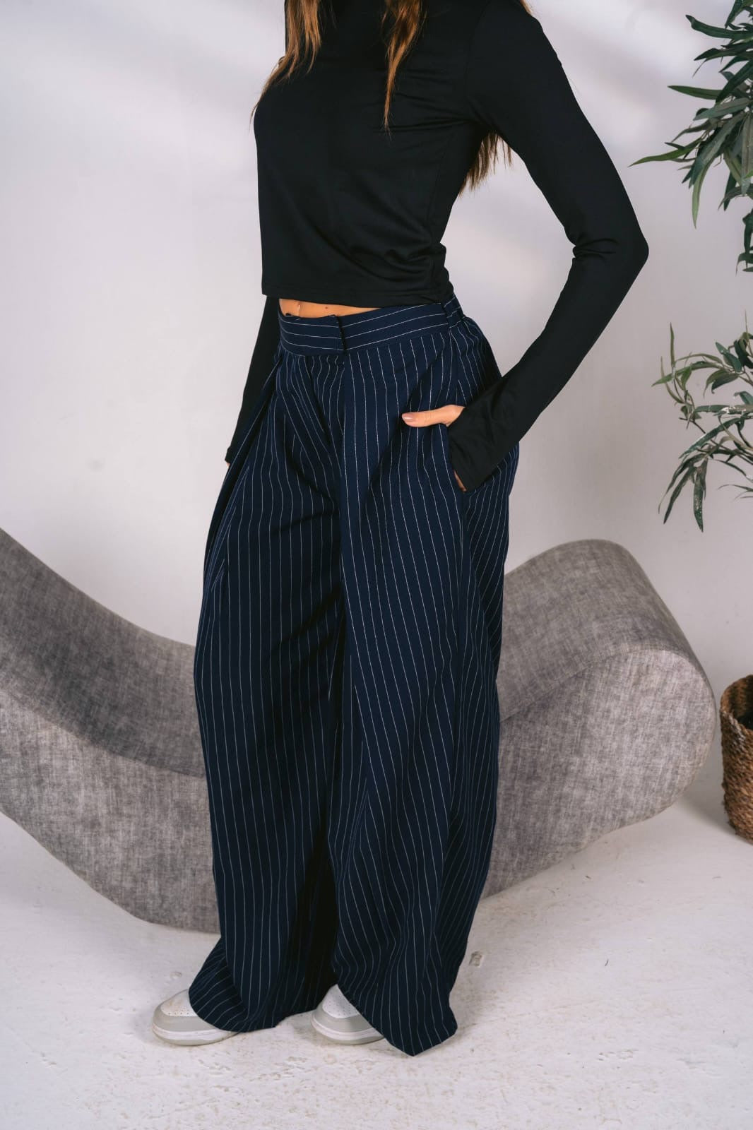 Navy baggy trousers