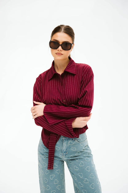 Burgundy buttoned blouse