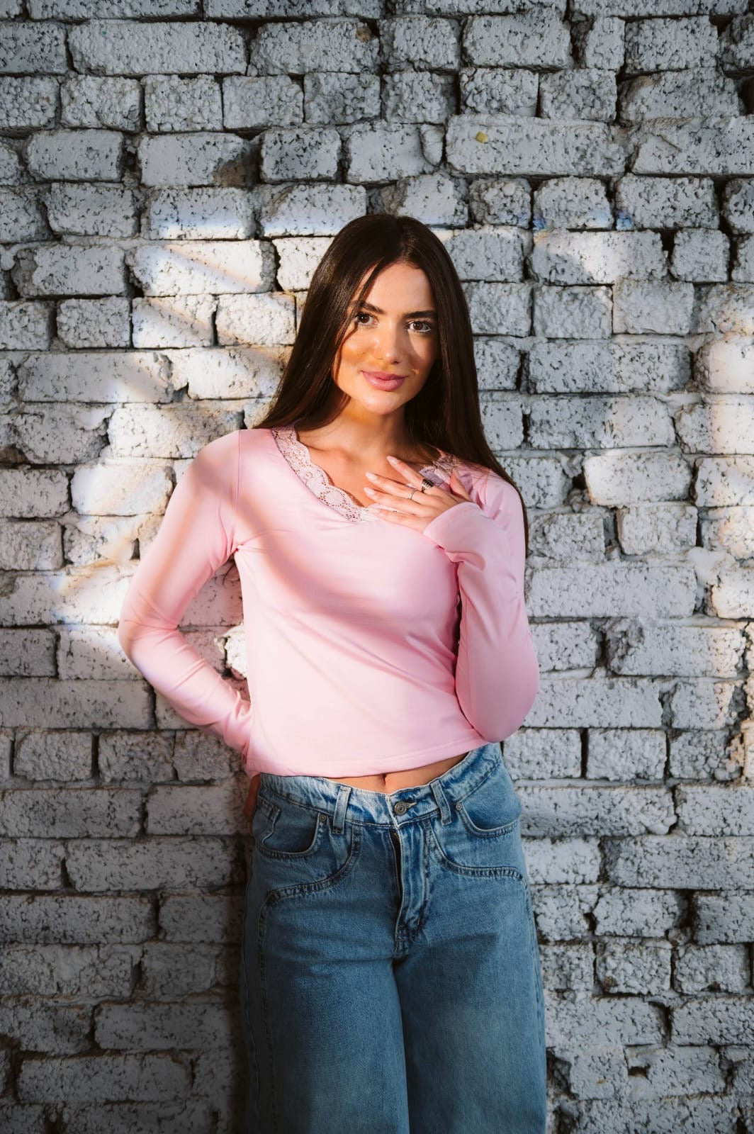 Pink long sleeve top