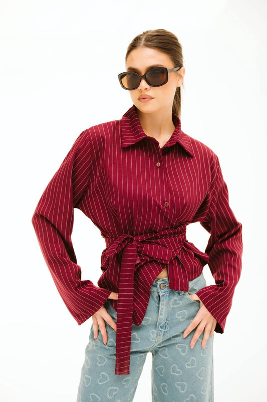 Burgundy striped shirt