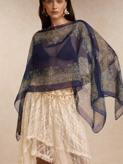 Royal Paisley Chiffon Shawl