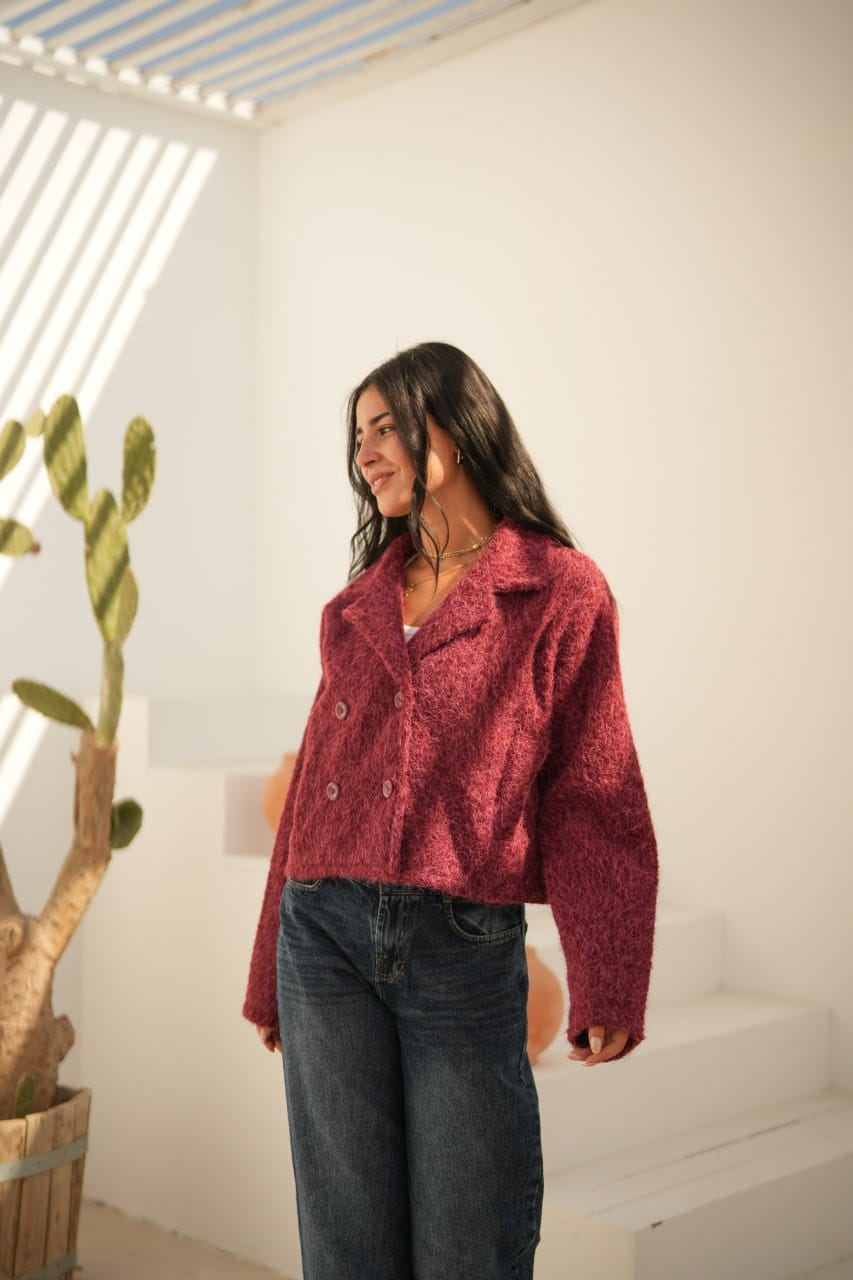 Burgundy wool jacket one size