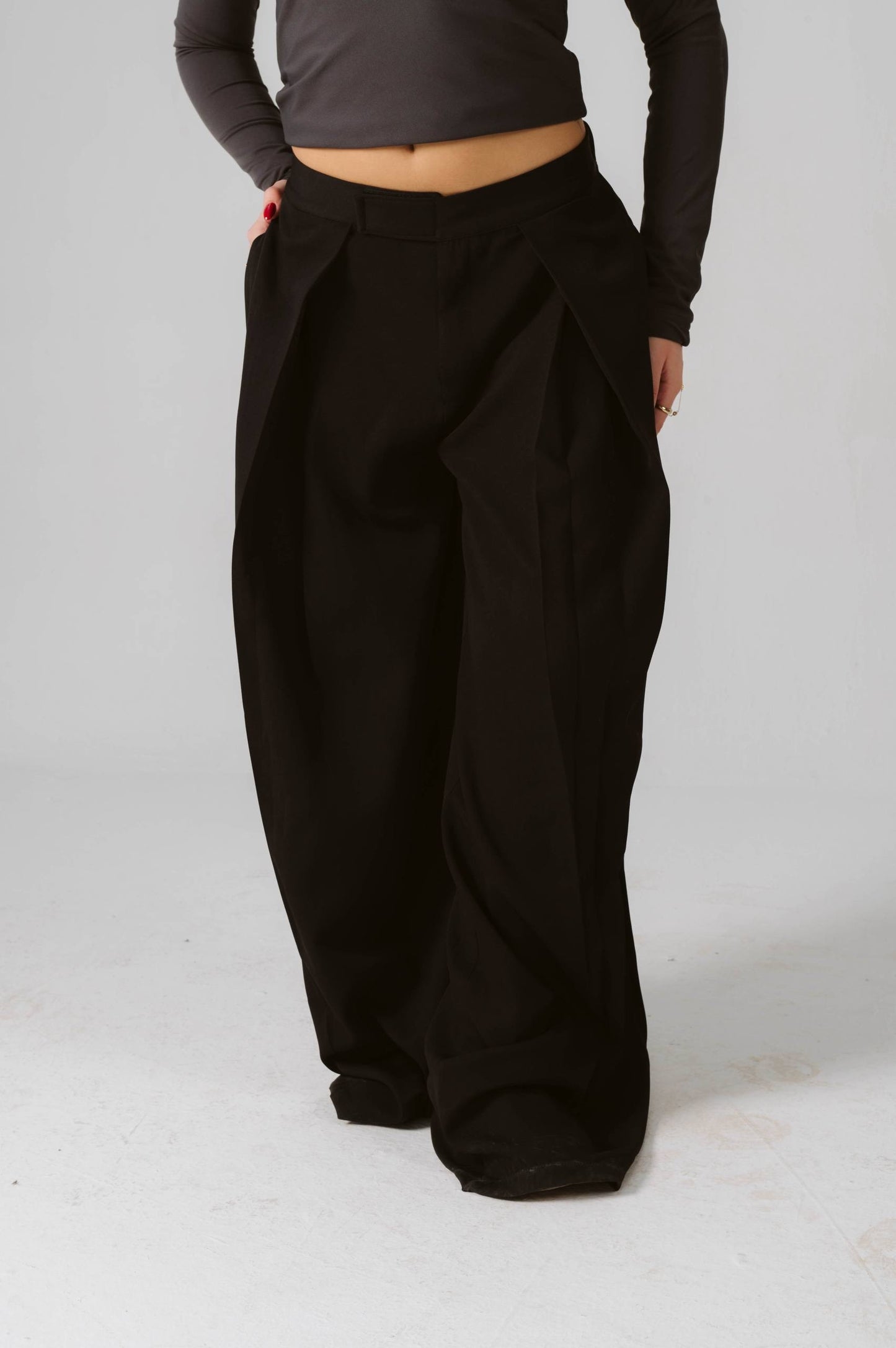 Wide leg black tailored pants free size 60-80kgs