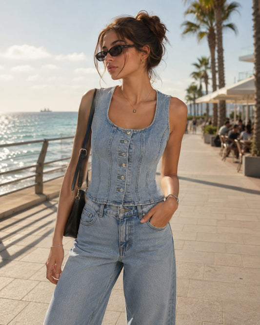 Luna Denim Corset Top