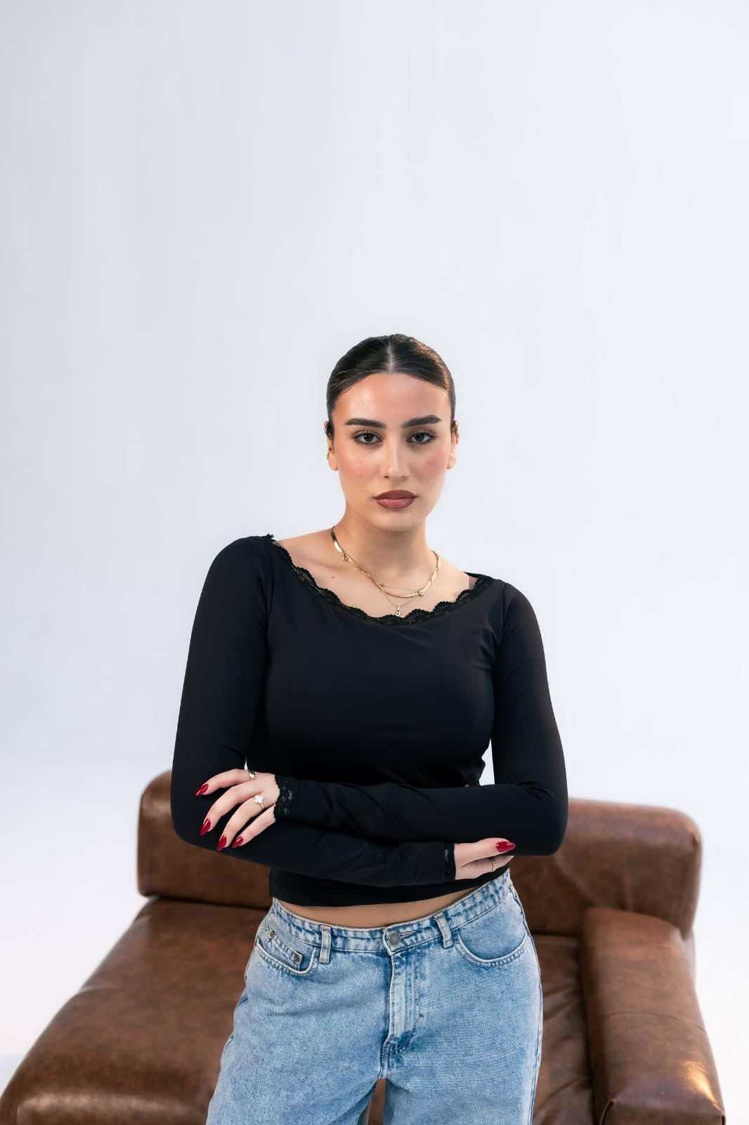 Black long sleeve basic top