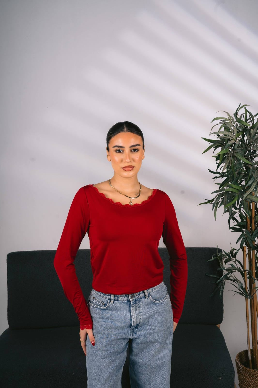 Red long sleeve top