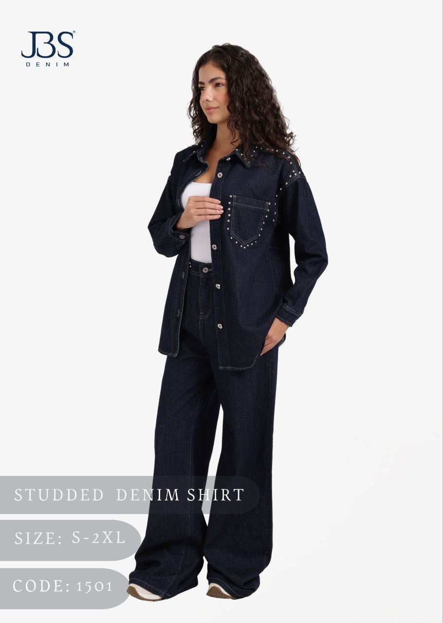 Studded denim shirt